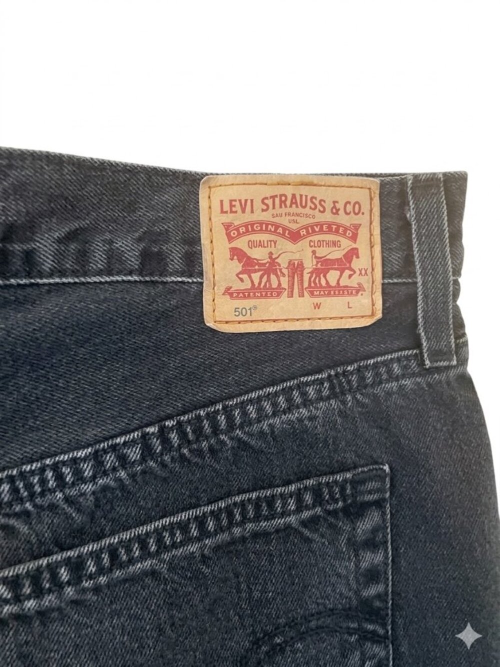 LEVI'S 501 Black Button-Fly Denim Jean Shorts - Size W33 - Picture 3 of 5
